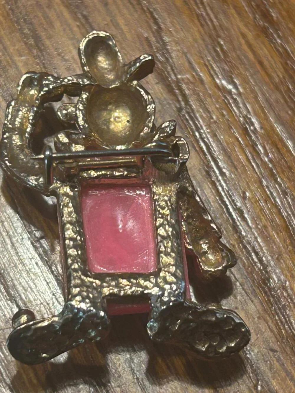 Vintage Pink and Gold Color Clown Pin
